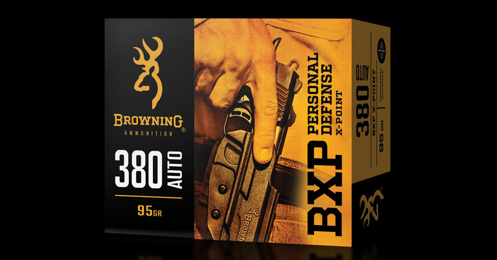 Browning X-Point Personal Defense handgun ammo is available in 9mm, 380 Auto, and more.