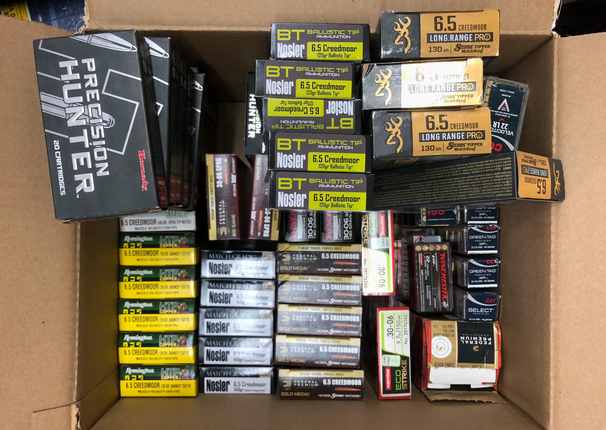 An assorted box of ammunition, which some purchasers are selling back to retailers.