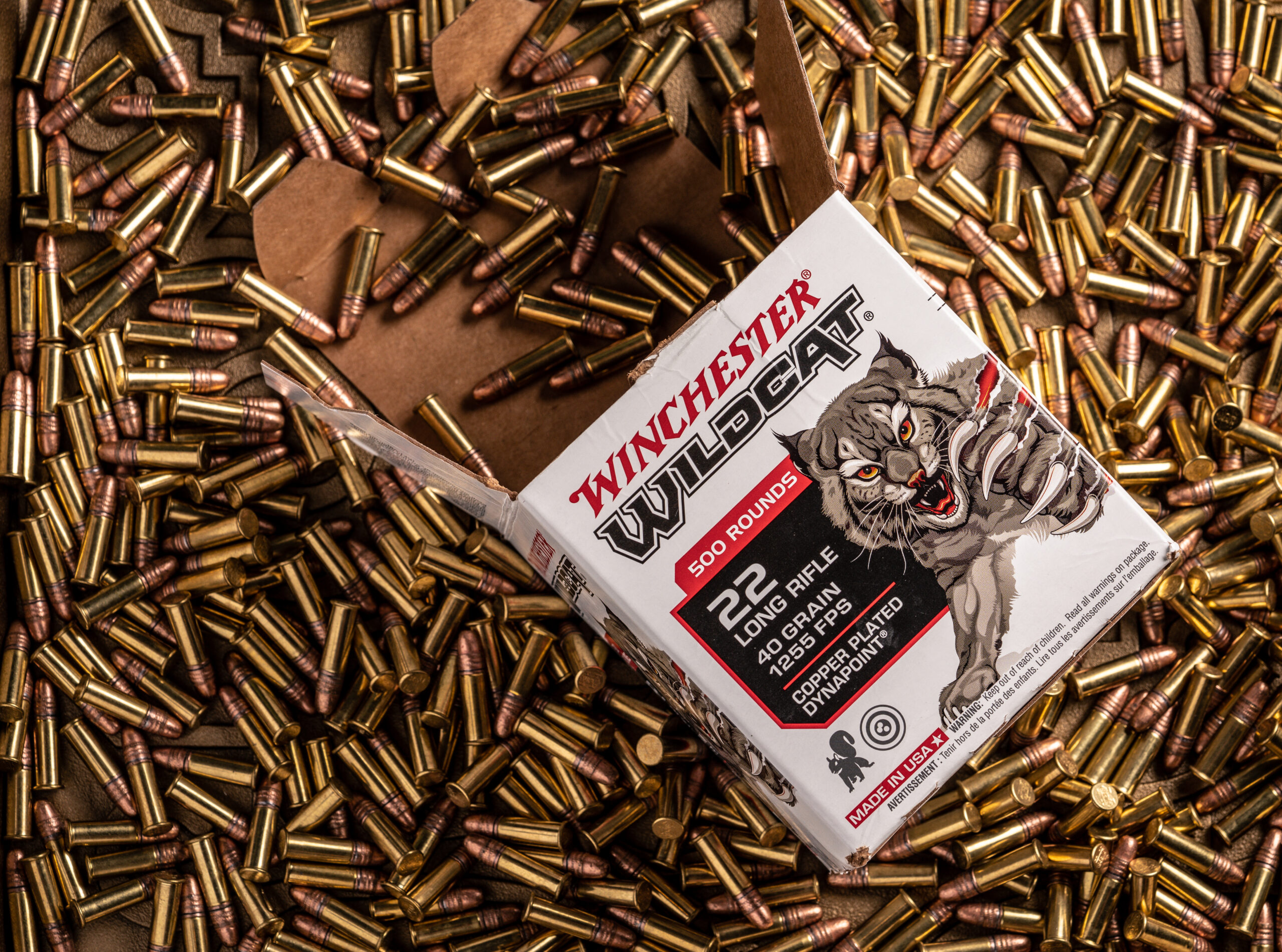 A box of Winchester Wildcat 22 LR ammo.