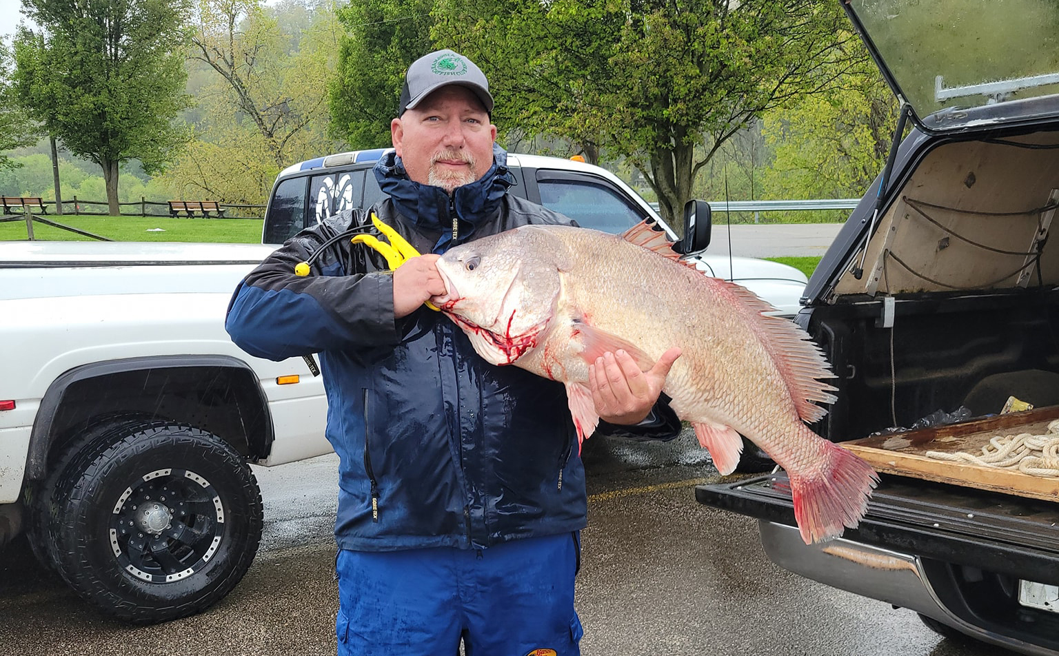 The new West-Virginia state-record drum weighed close to 30 pounds.