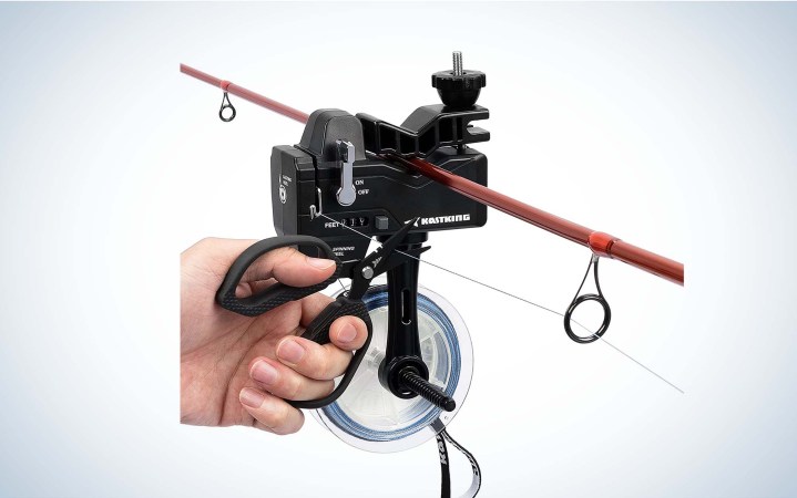 Fishing line spoolers like this model from KastKing make it easy to maintain consistent line tension as you spool your reel. 