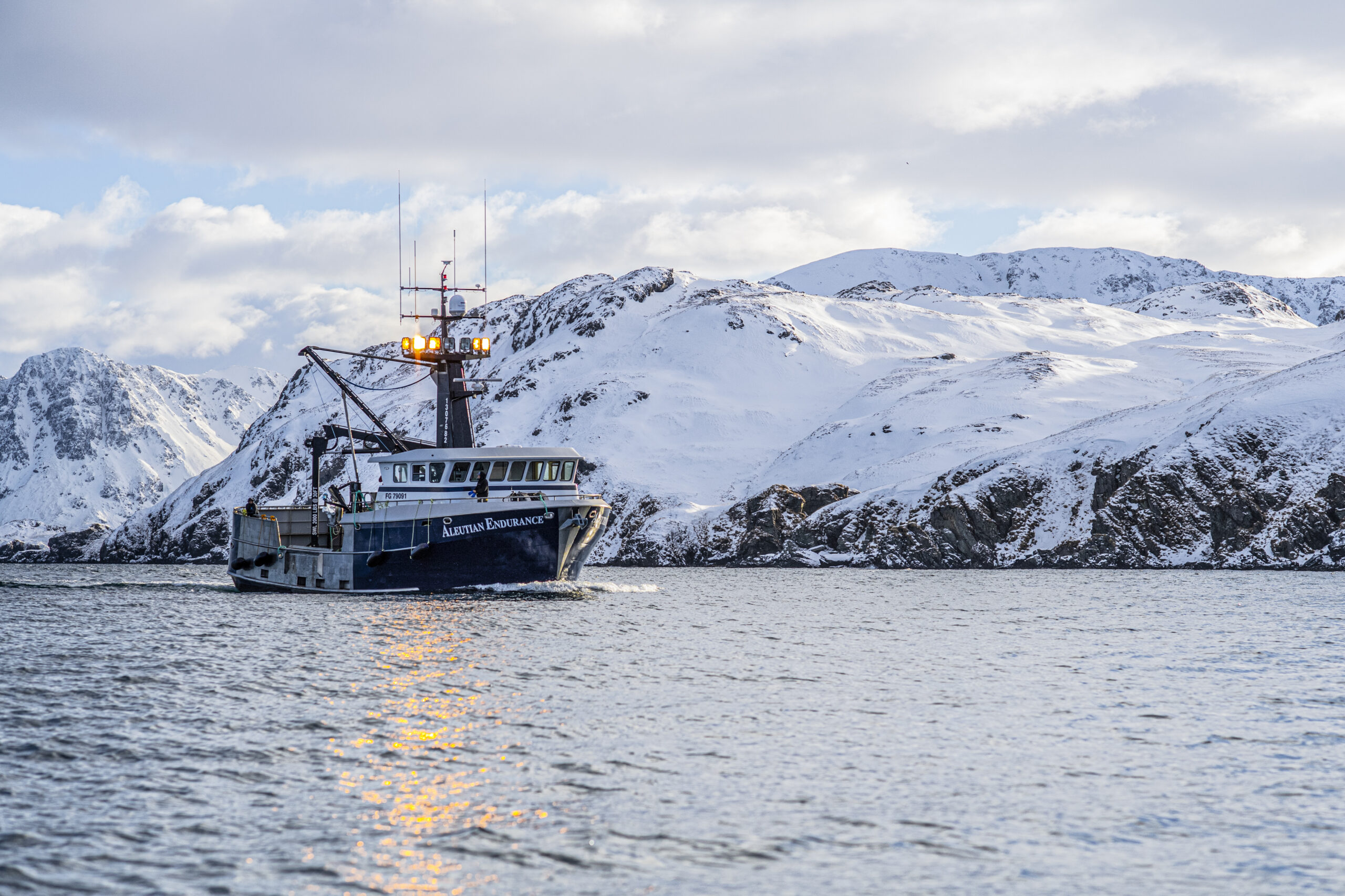The Aleutian Endurance, a crabbing ship comes in to harbor.