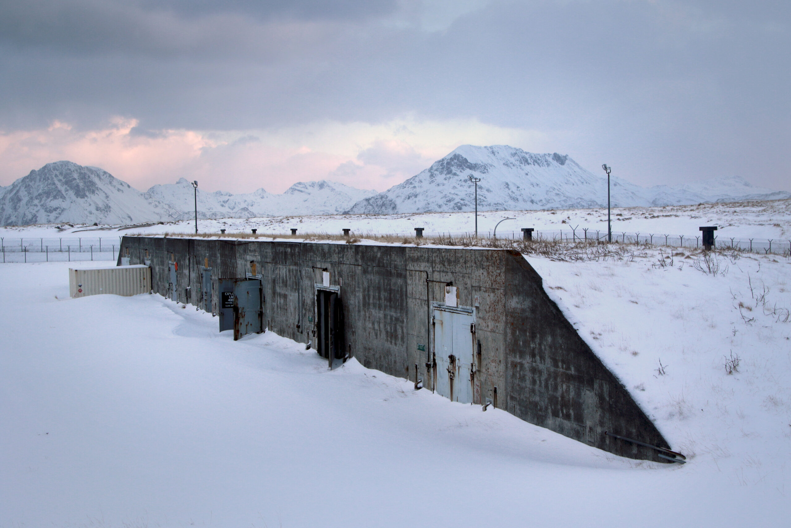 The seven doors of doom, an old nuclear hanger, on Adak Island.