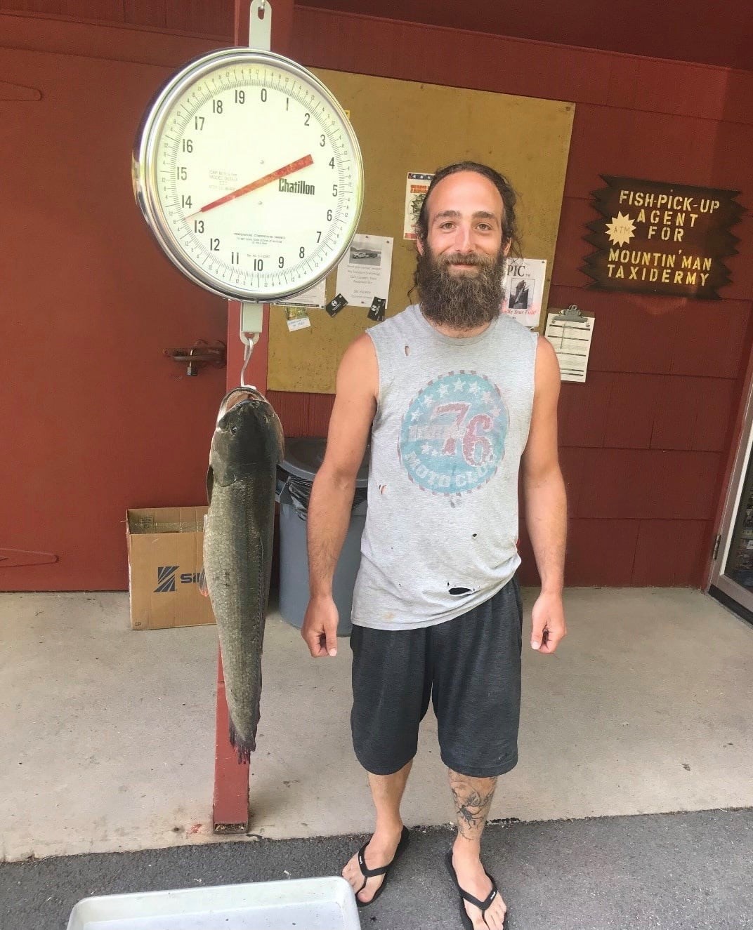 The new New York state-record bowfin, caught in 2021.