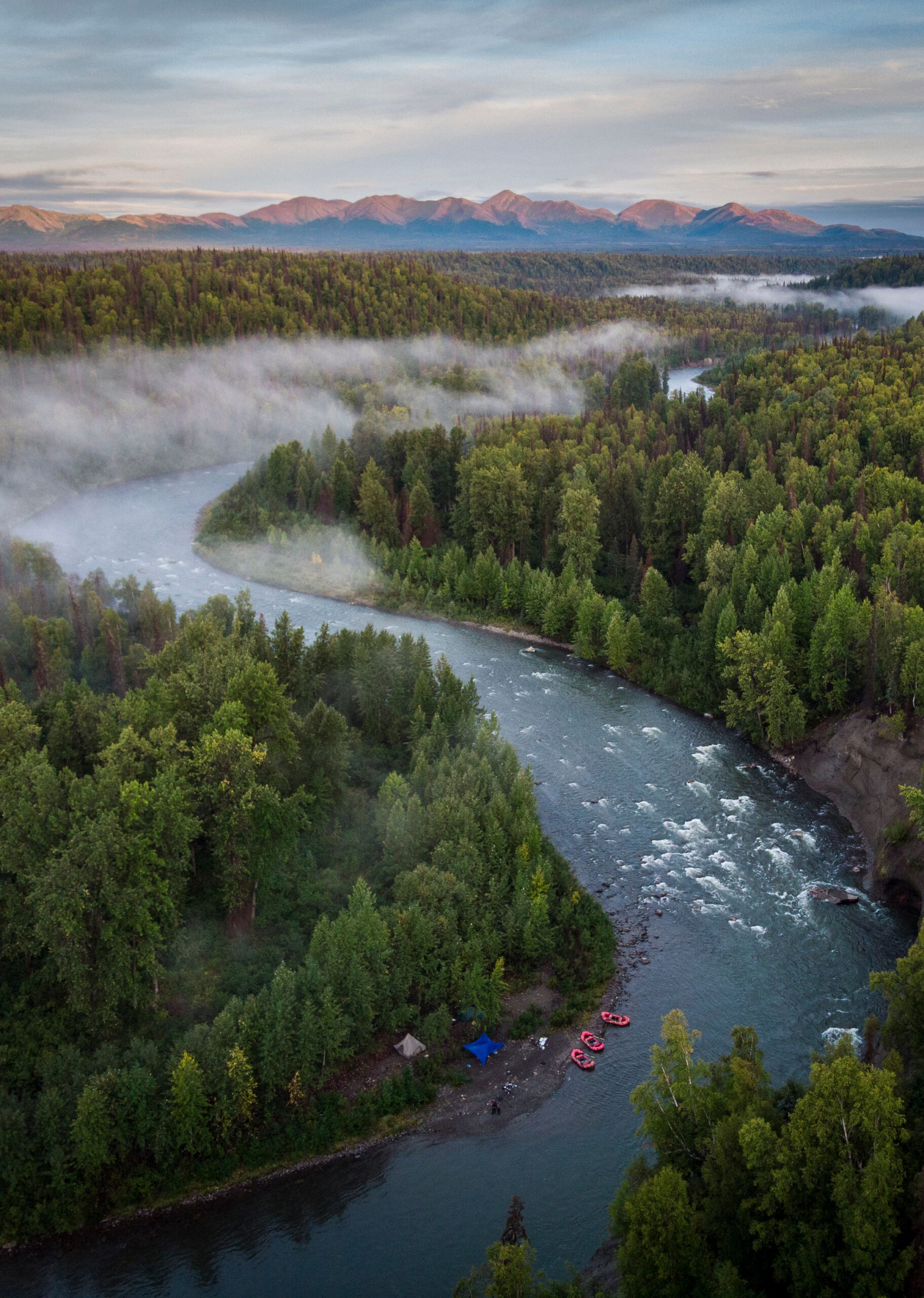 Lake Creek river in Alaska, from above.