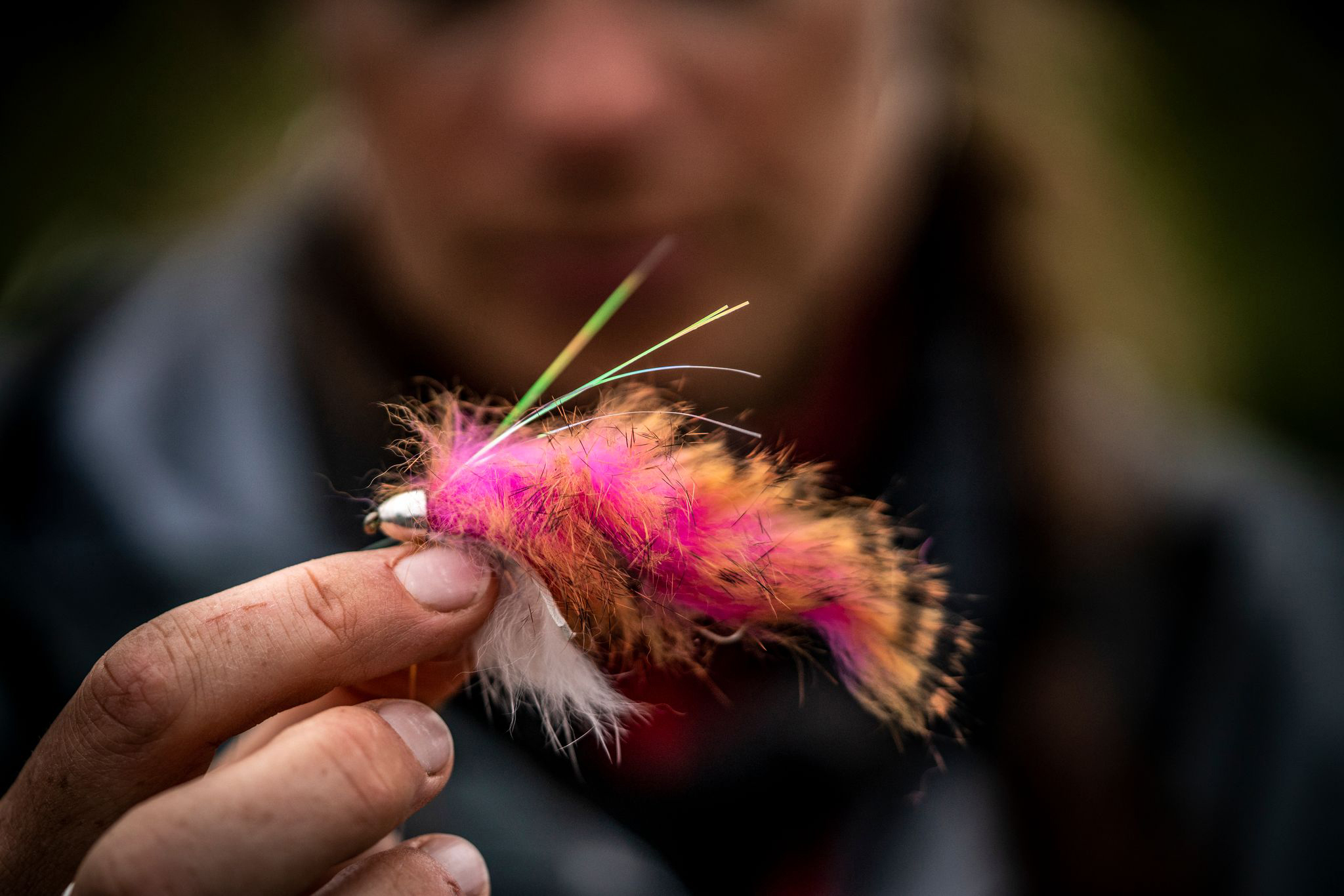 Salmon fly for fishing rapids in Alaska.