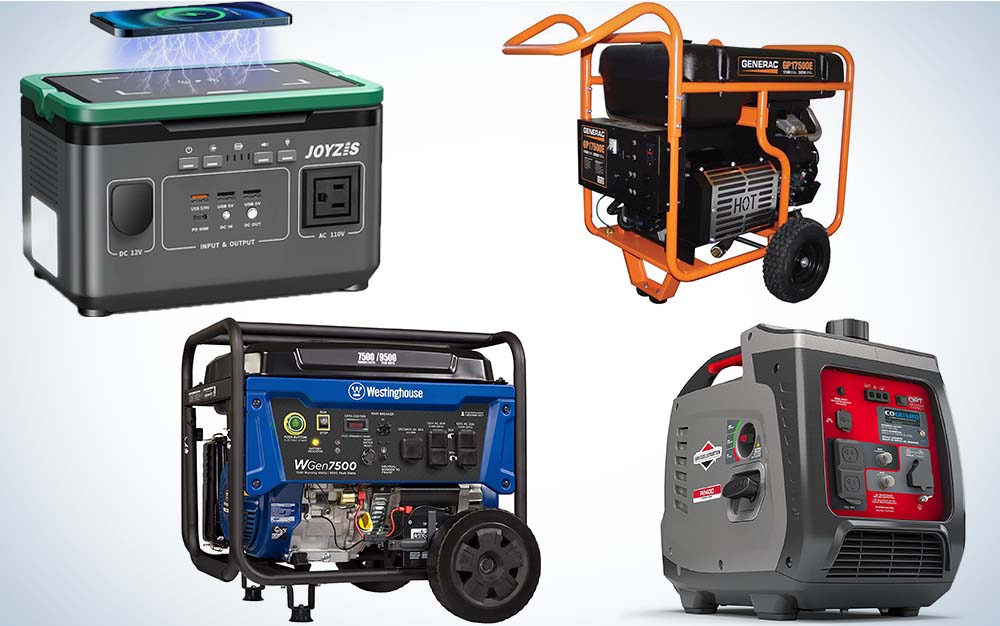 A collage of four portable generators