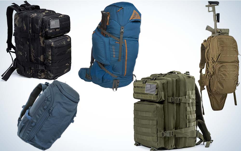 A collage for five bug out bags