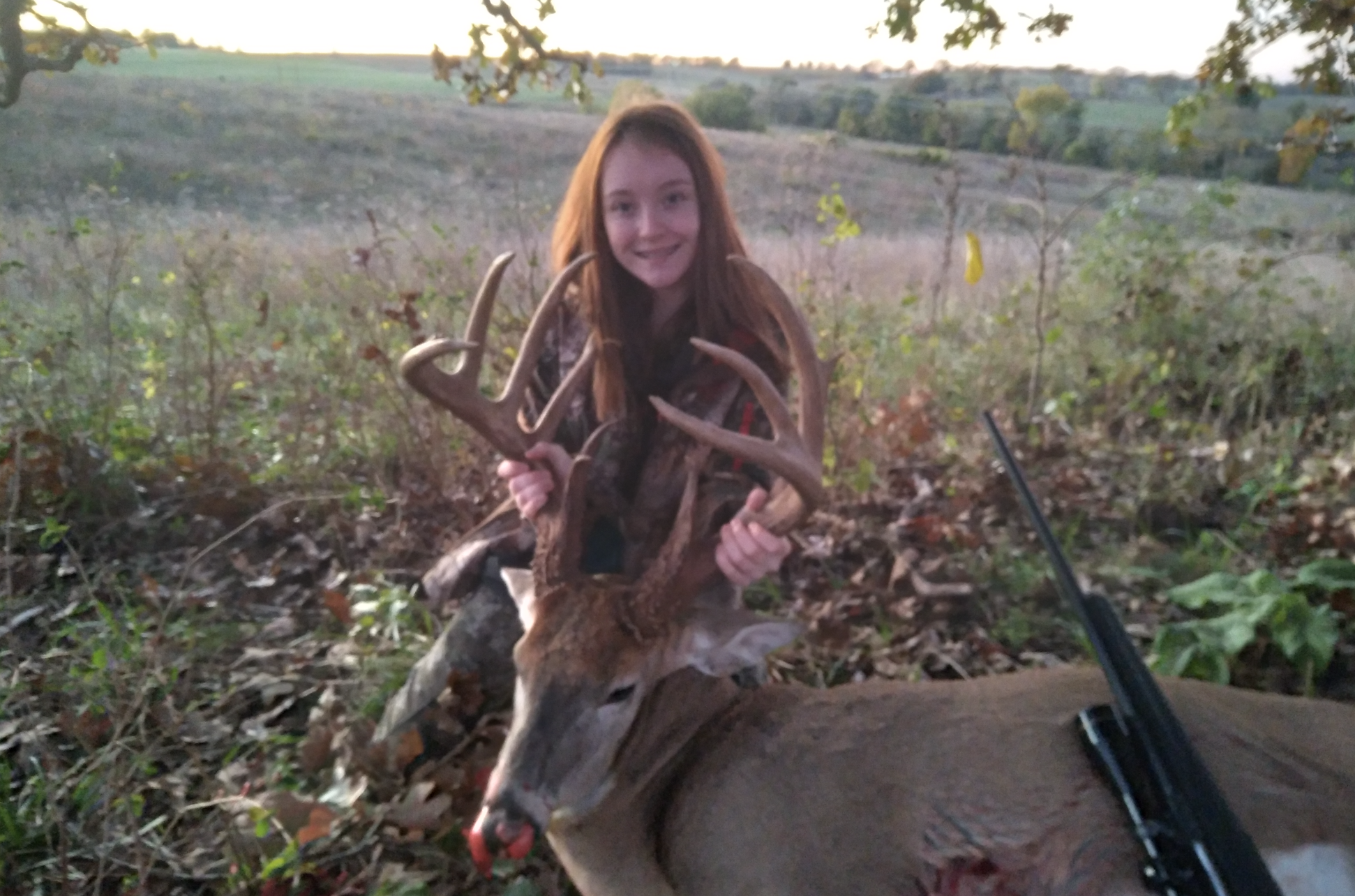 The oldest Gulick daughter shot the 15-point buck that evening