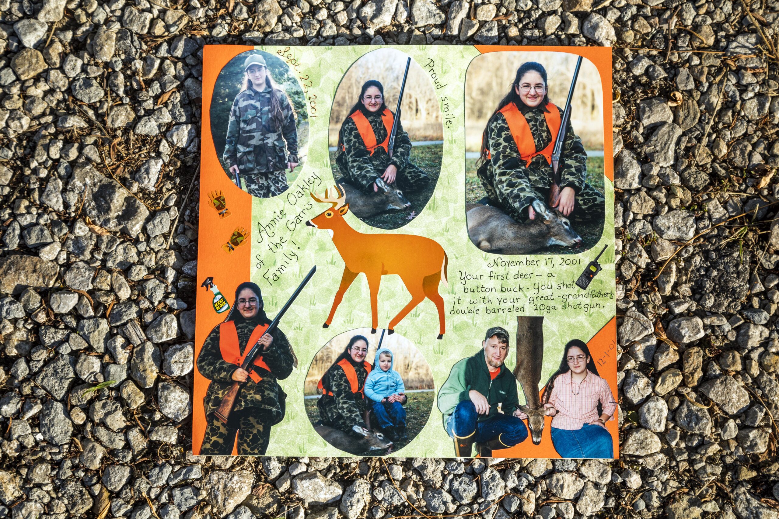 A hunting scrapbook with photos of Beka Garris in it.