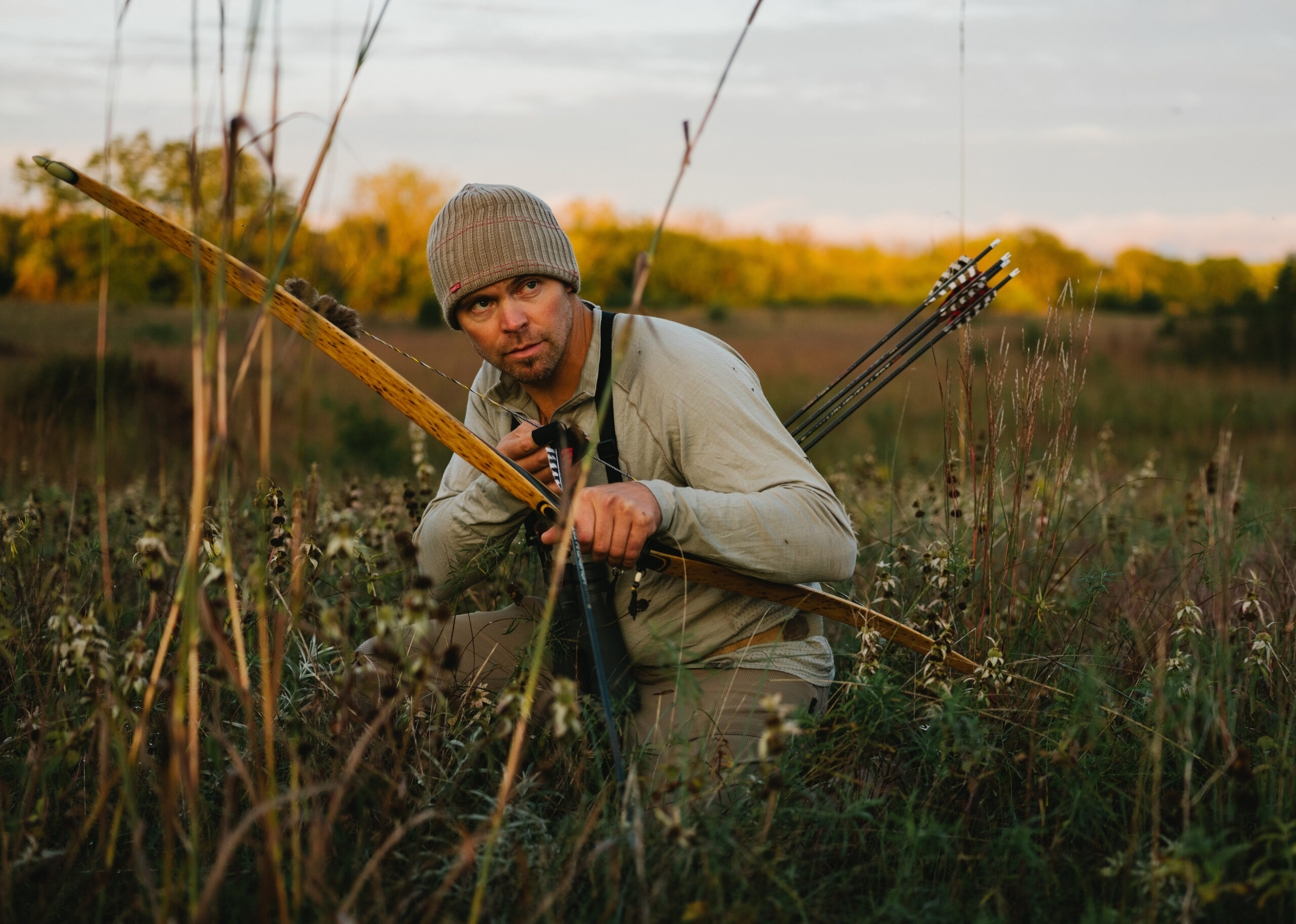 Jared Scheffler of Whitetail Adrenaline spot-and-stalks with his trad bow.