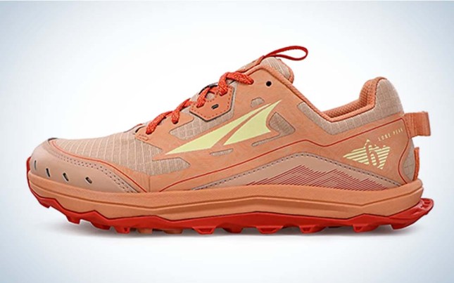 A pink best trail running shoe