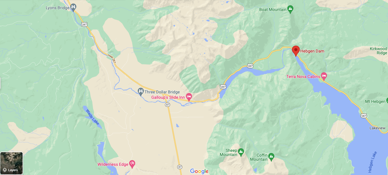 Screenshot of Upper Madison River Google Maps