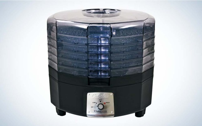 A blue and black round dehydrator that's the best budget dehydrator