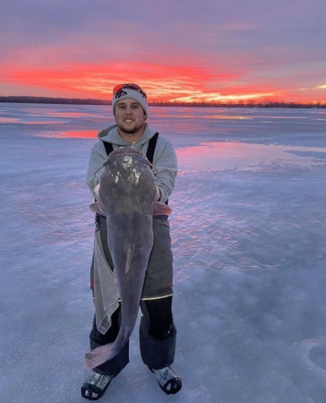 Iowa Angler Lands a 34-Pound Catfish Through the Ice