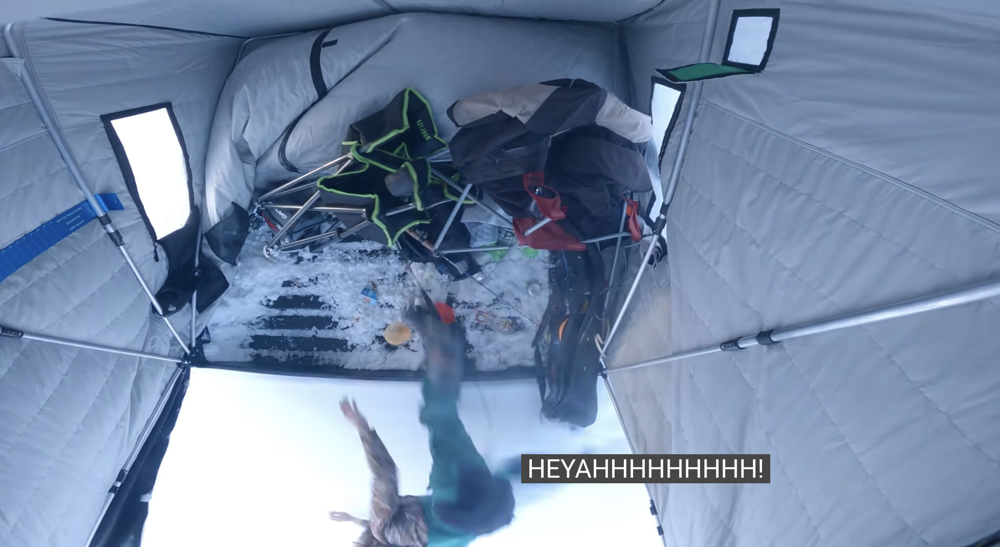 Video: Fisherman and His Shelter Dragged Across the Ice
