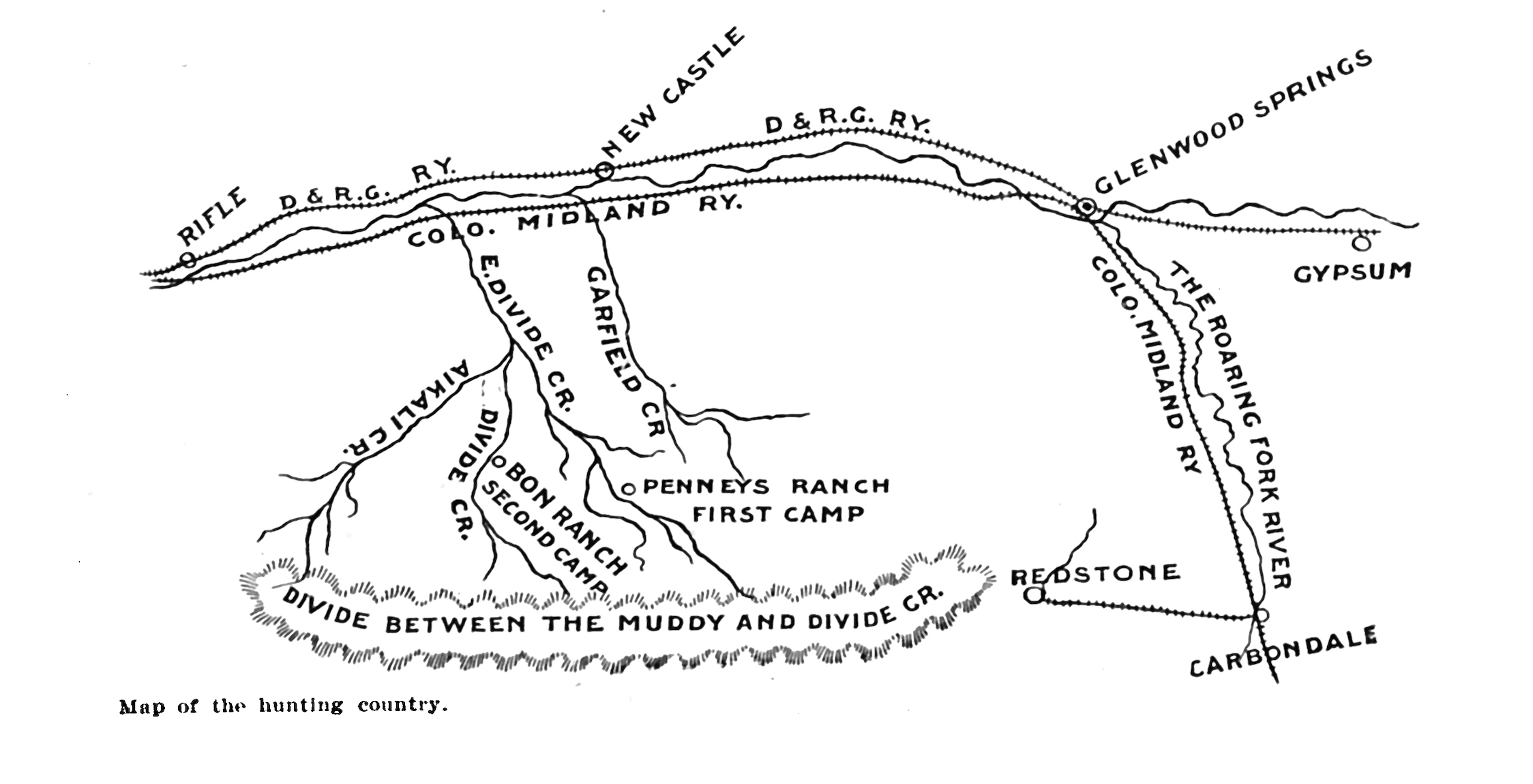 Hunting map of Roosevelt's 1904 bear hunt.
