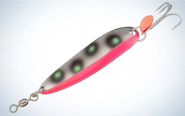 A grey and pink best saltwater lure