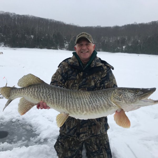Pennsylvania Ice Fisherman Lucks into a Giant Tiger Muskie on His First Trip to a New Lake