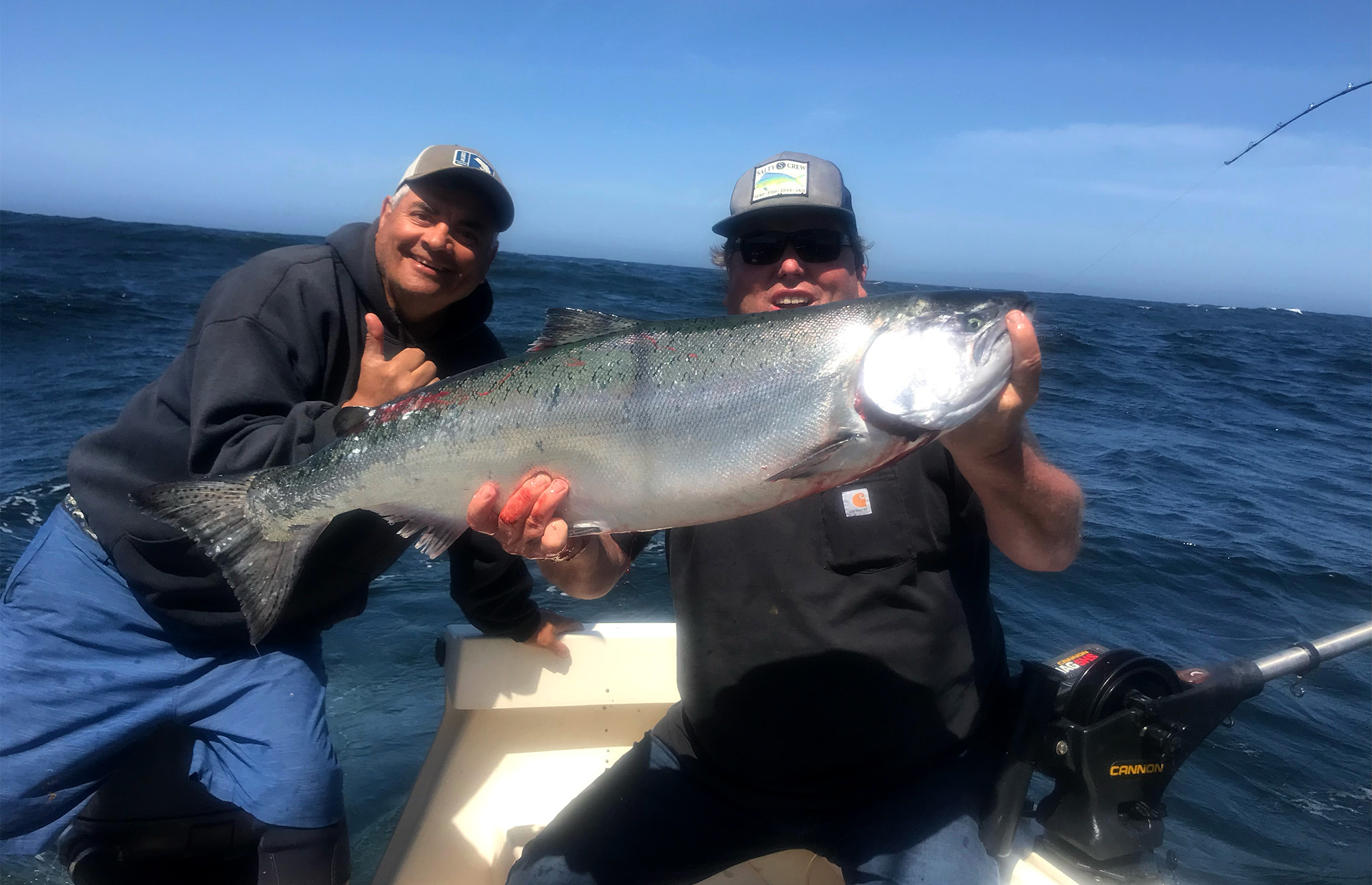 Arujo and Weilbacher with king salmon