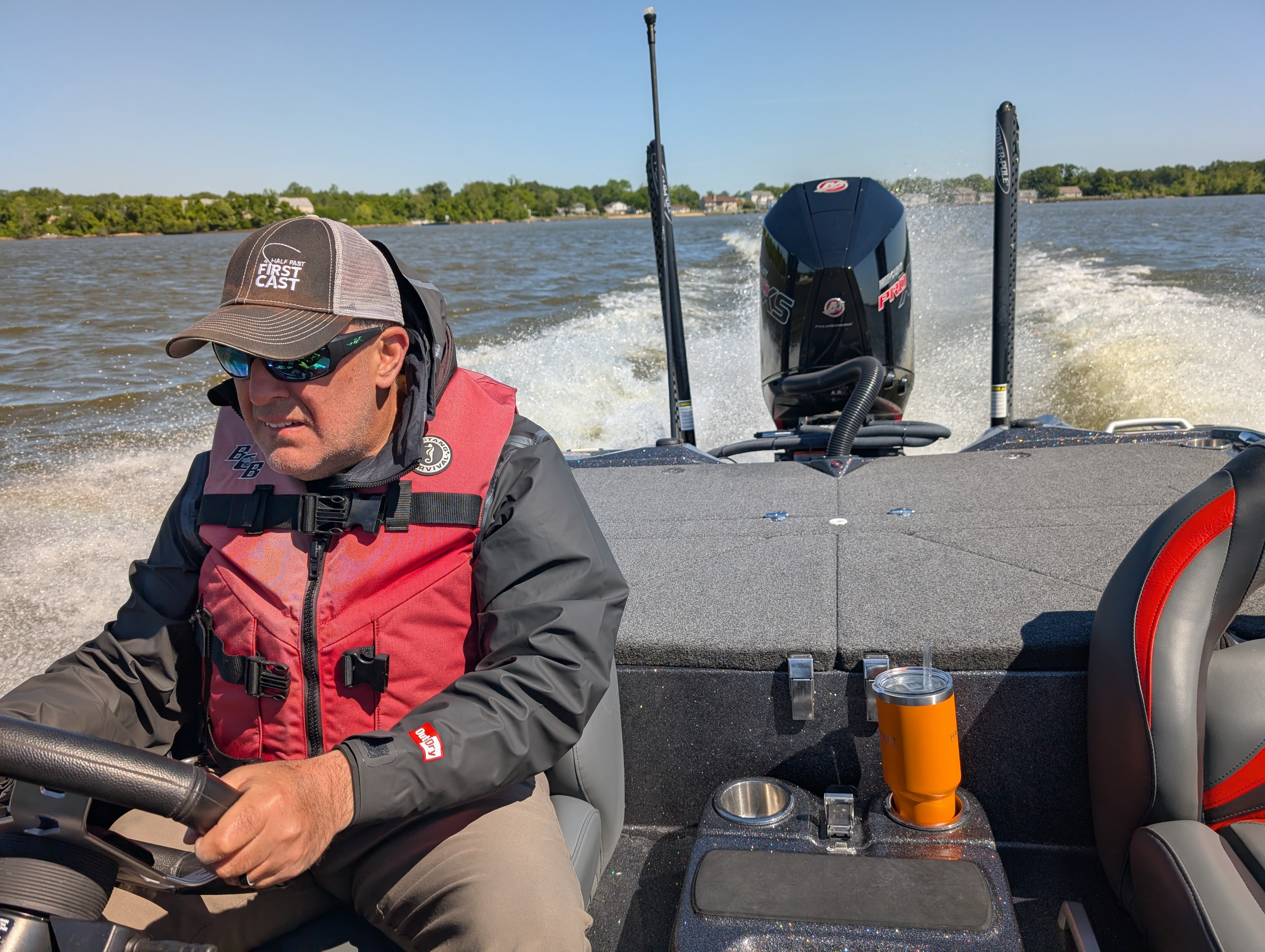 The author testing the best fishing rain gear.