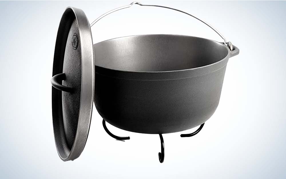 Bruntmor 10 Quarts Black Pre-Seasoned Cauldron Cast Iron Pot