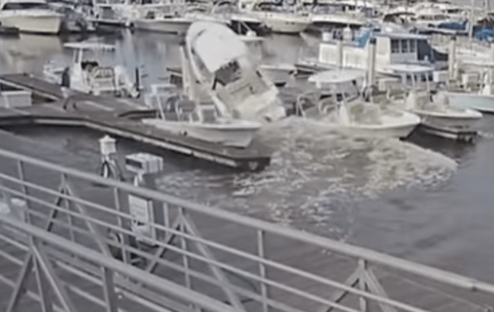 Watch: Boat Operator Loses Control and Crashes Onto a Dock at South Carolina Marina