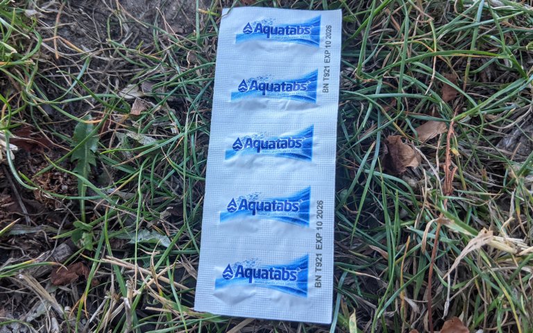 aquatabs packet on grass
