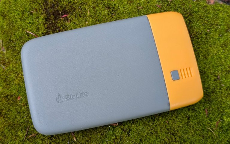 BioLite PD20 power bank sitting on moss