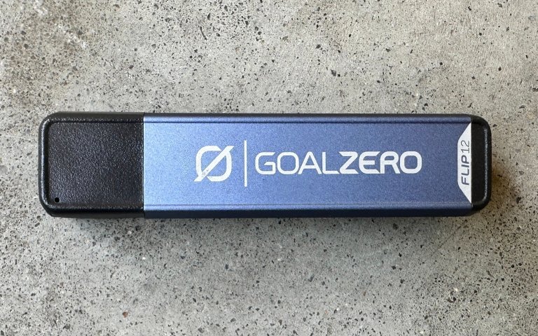 Goal Zero Flip 12 sitting on a concrete surface