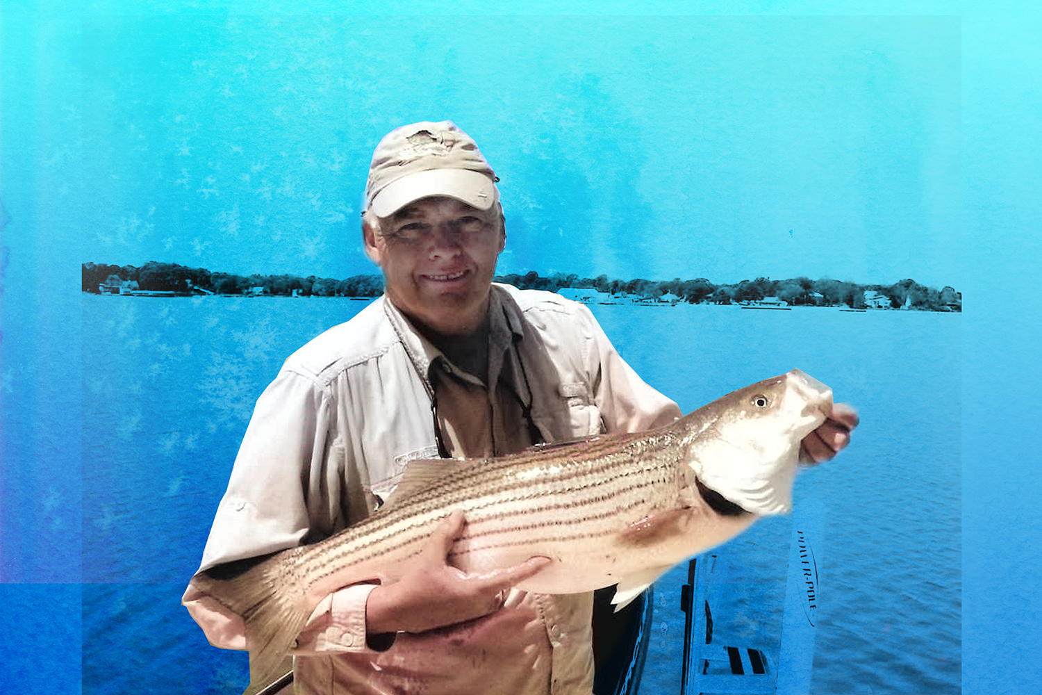 Angler holds striper