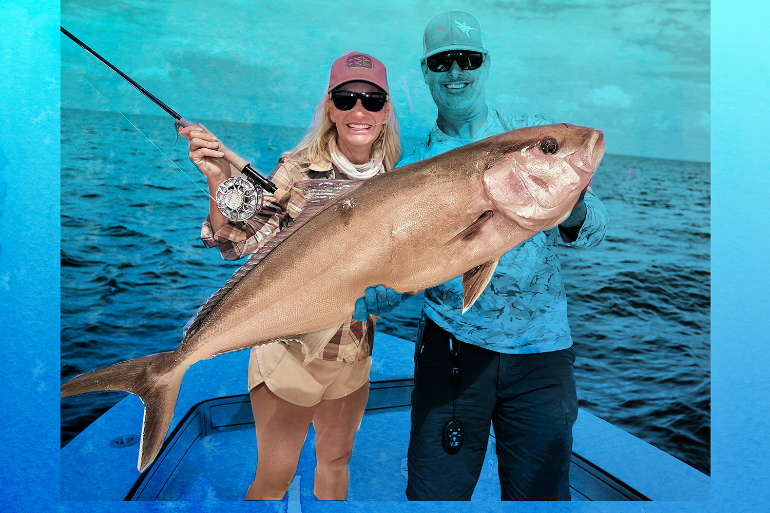 Angler with amberjack