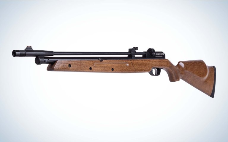 The Seneca Dragonfly MK2 air rifle features a hardwood stock.