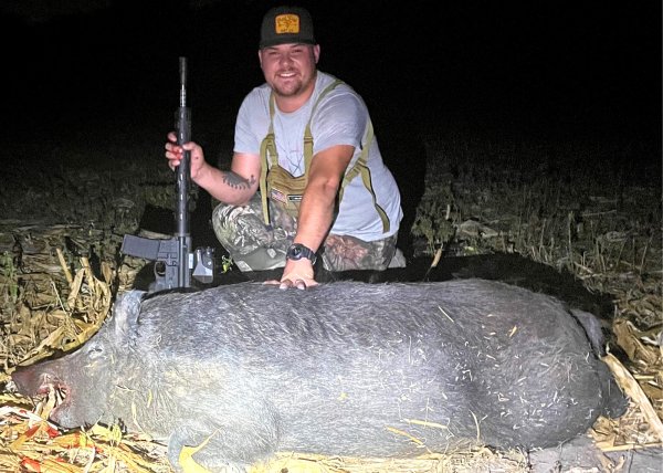 Texas Hog Hunter Drops Massive Boar on Nighttime Stalk