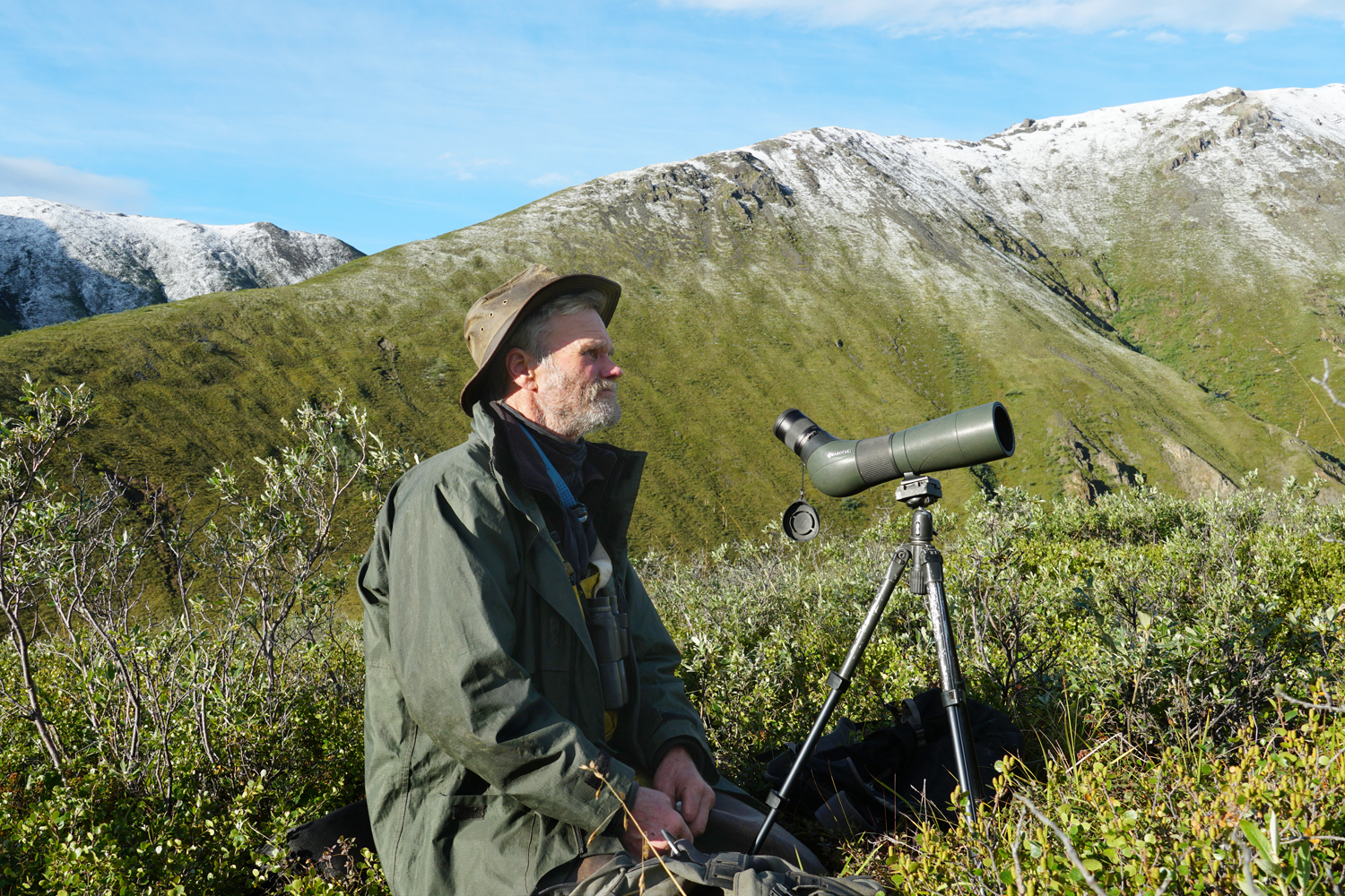 hunter with spotting scope