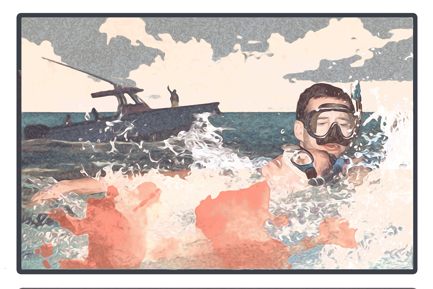 man rescue-swims girl illustration