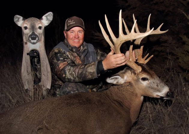 Danny Farris with a buck taken behind a decoy