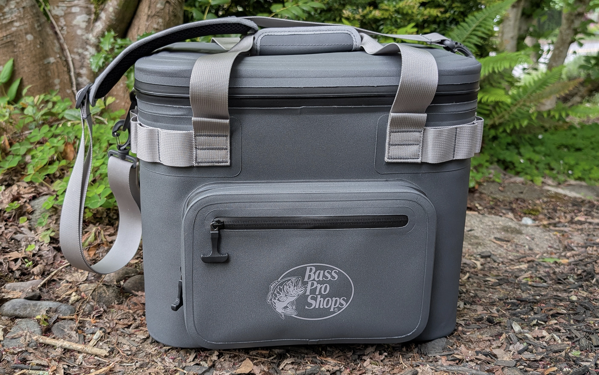 Bass Pro Shops Cooler set against foliage