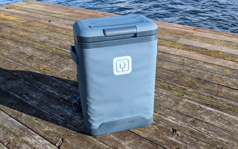 Brumate Magpack backpack sitting on a dock