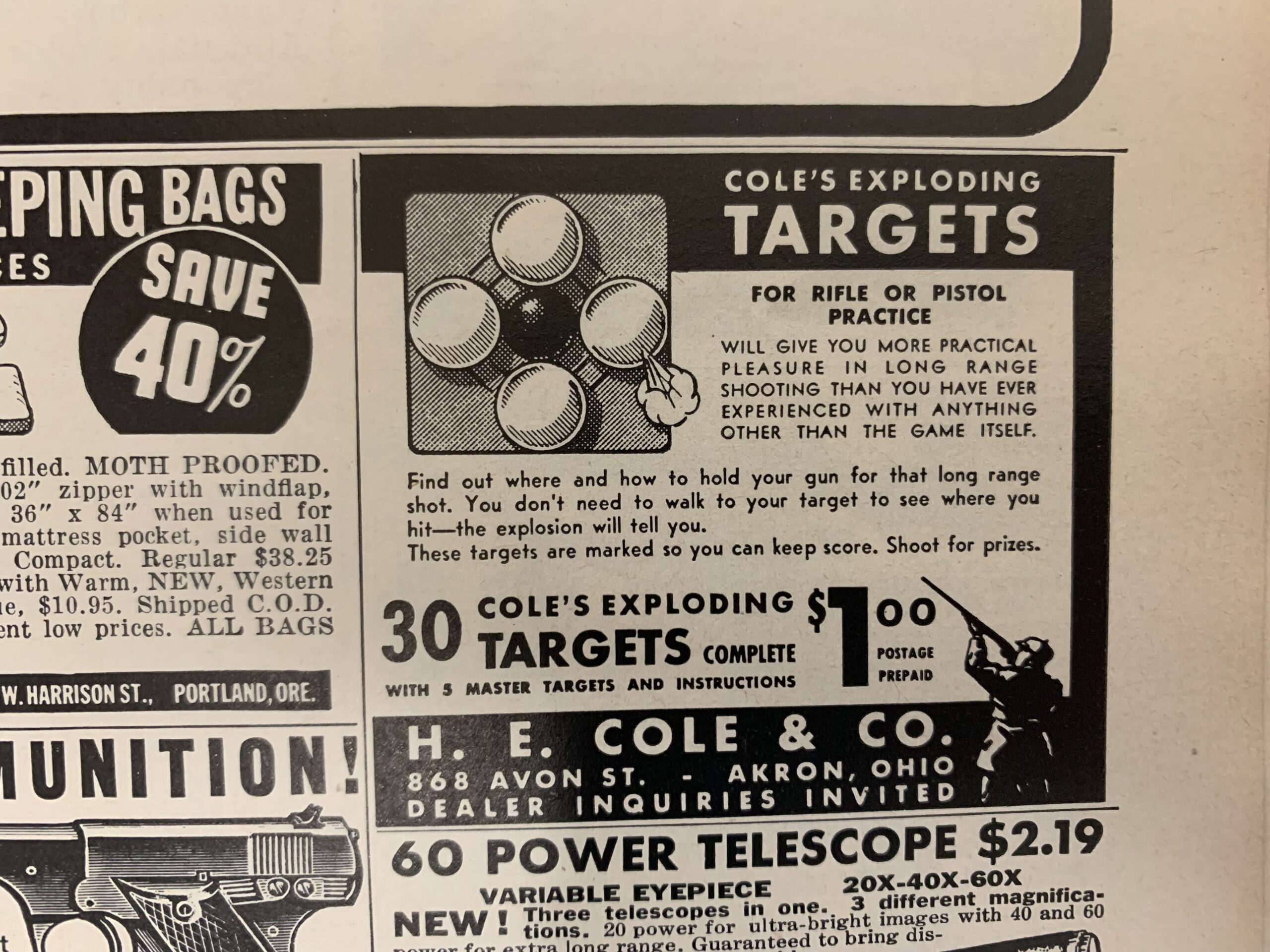 1940 ad for exploding rifle targets