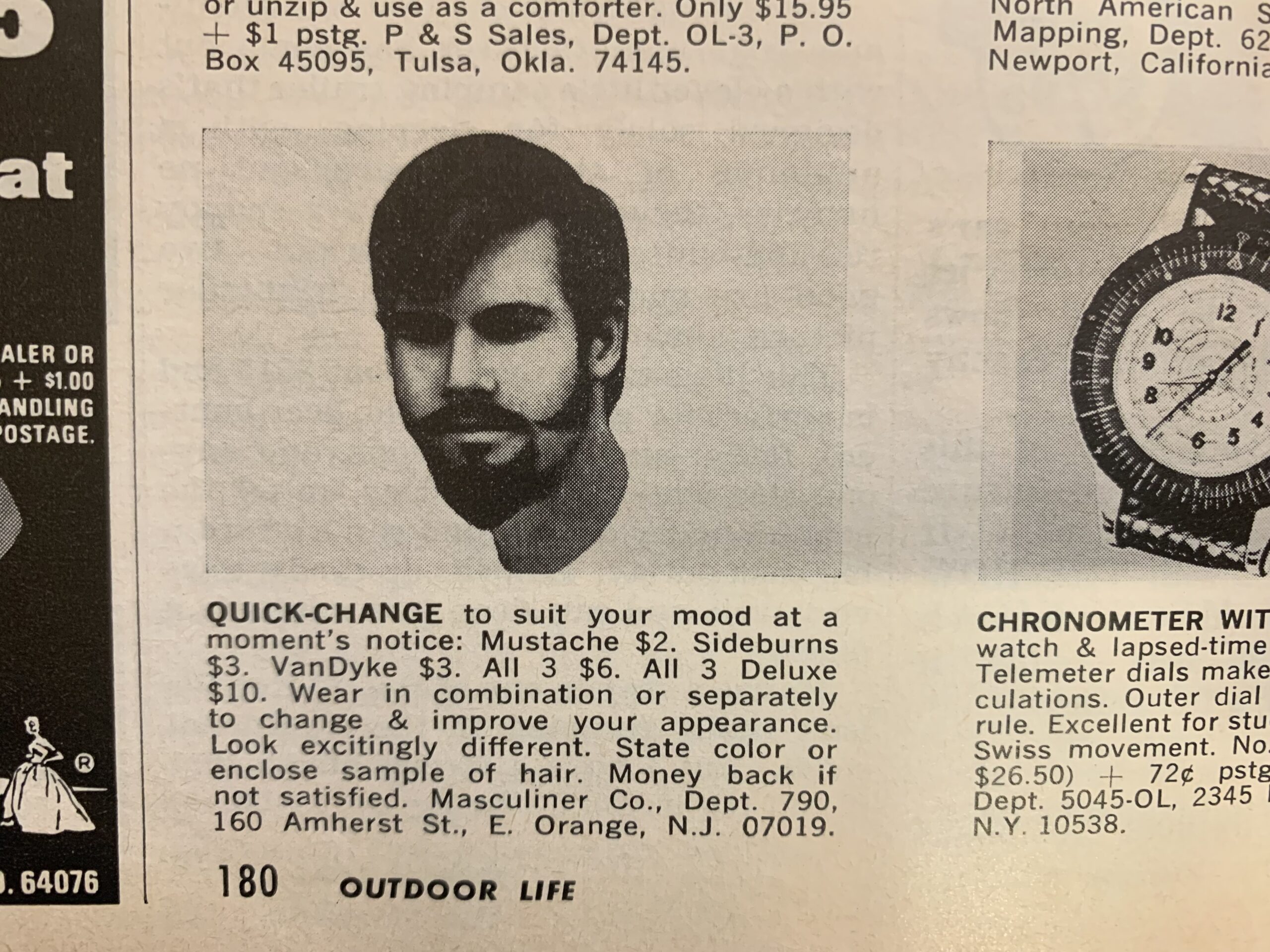 Even fake facial hair has been advertised in Outdoor Life