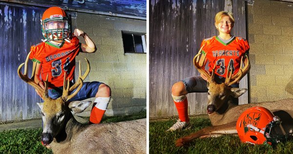 Sixth Grader Tags His Dad’s Target Buck While Still Wearing His Football Uniform