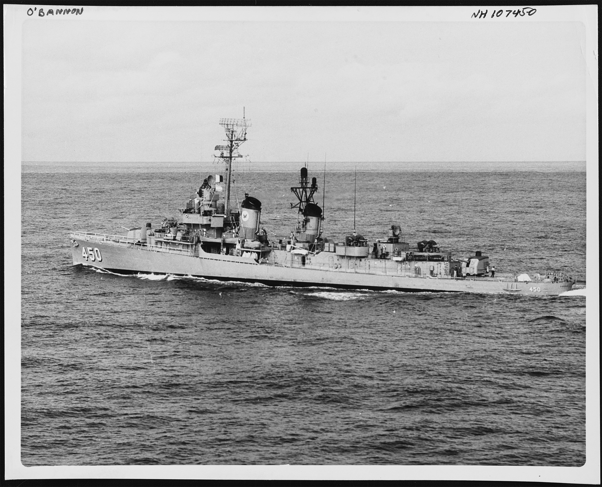 The US naval destroyer, the USS O'Bannon, in the Sea of Japan.