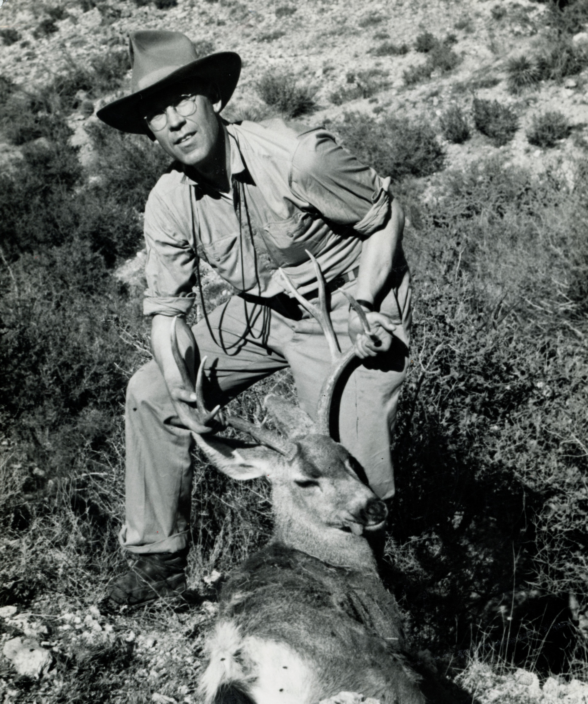 Jack O'Connor with a desert buck.