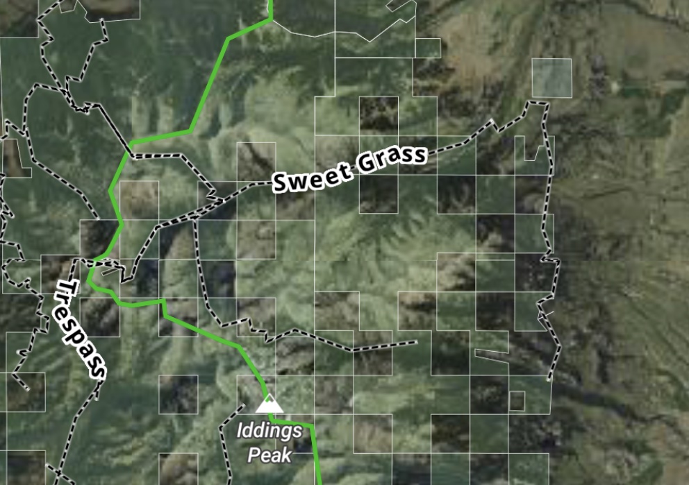 Crazy Mountains land exchange onX map