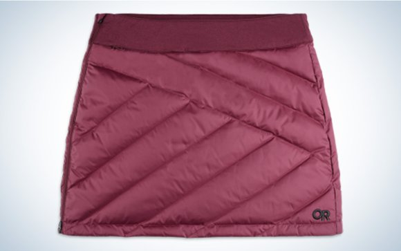 The Outdoor Research Coldsnap Down Skirt is the best insulated skirt for hiking.