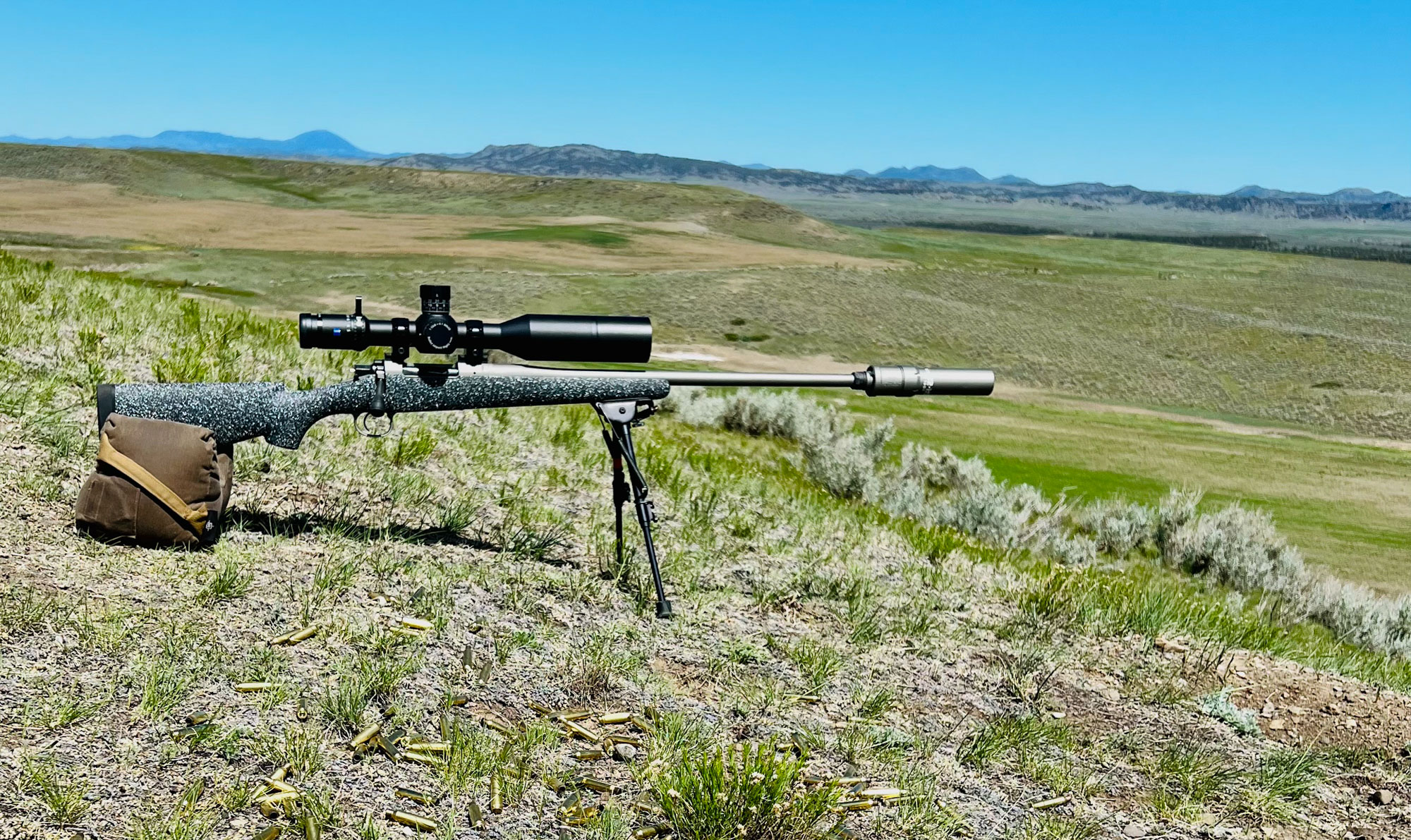 Varmint rifle perched on a hill in Montana