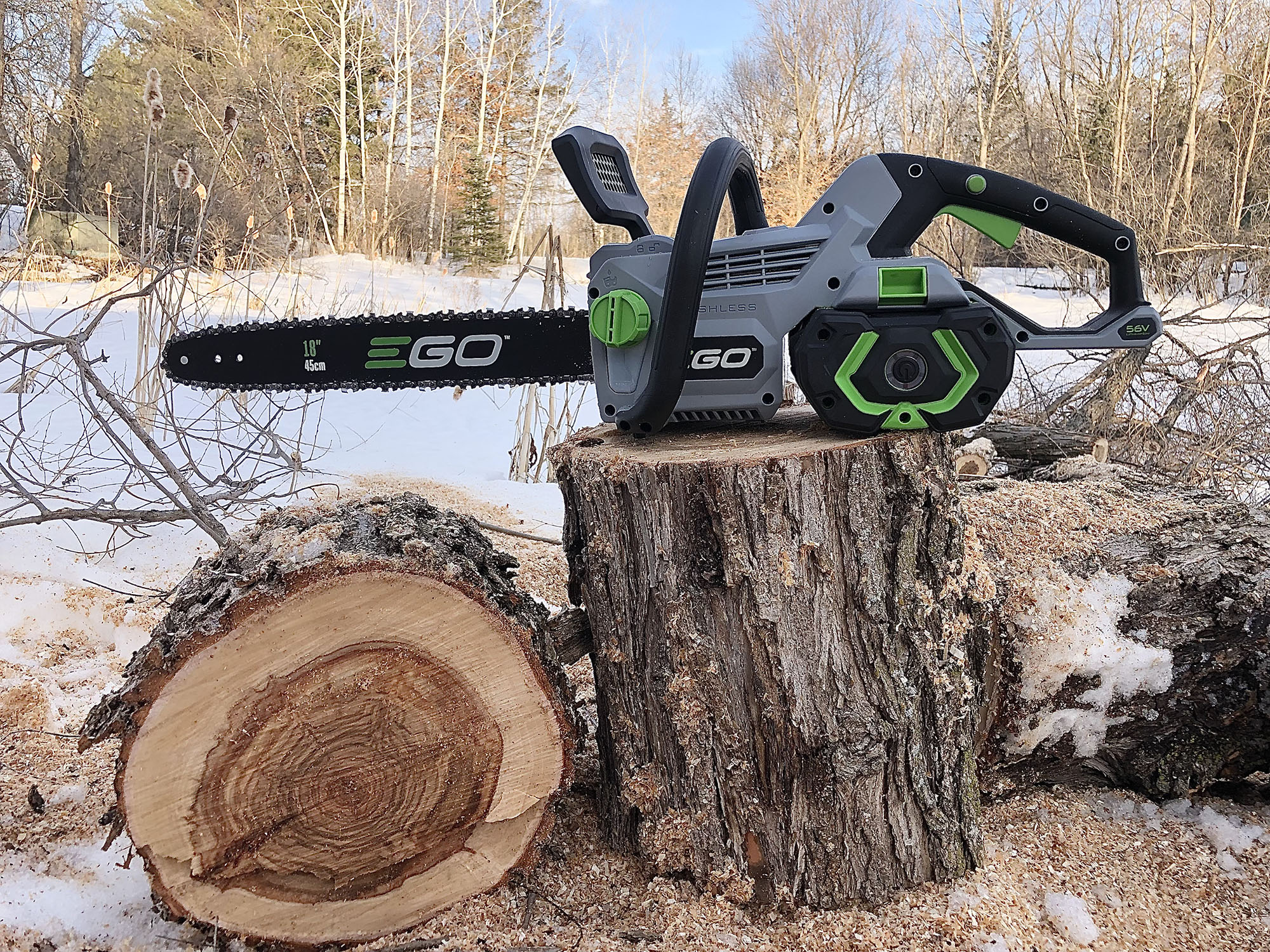 ego battery powered chainsaw