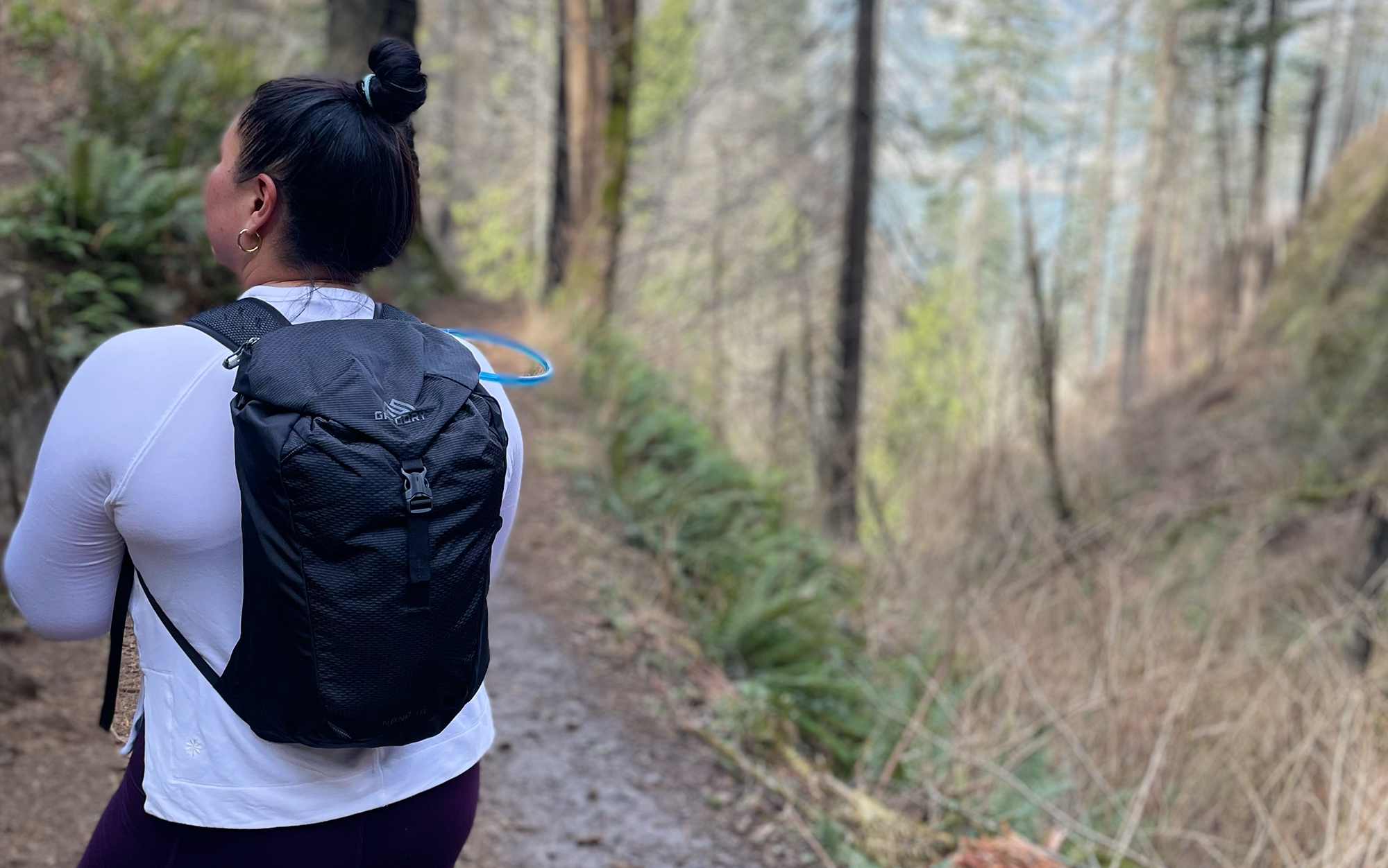 Hiker wears Gregory Nano on a hike.