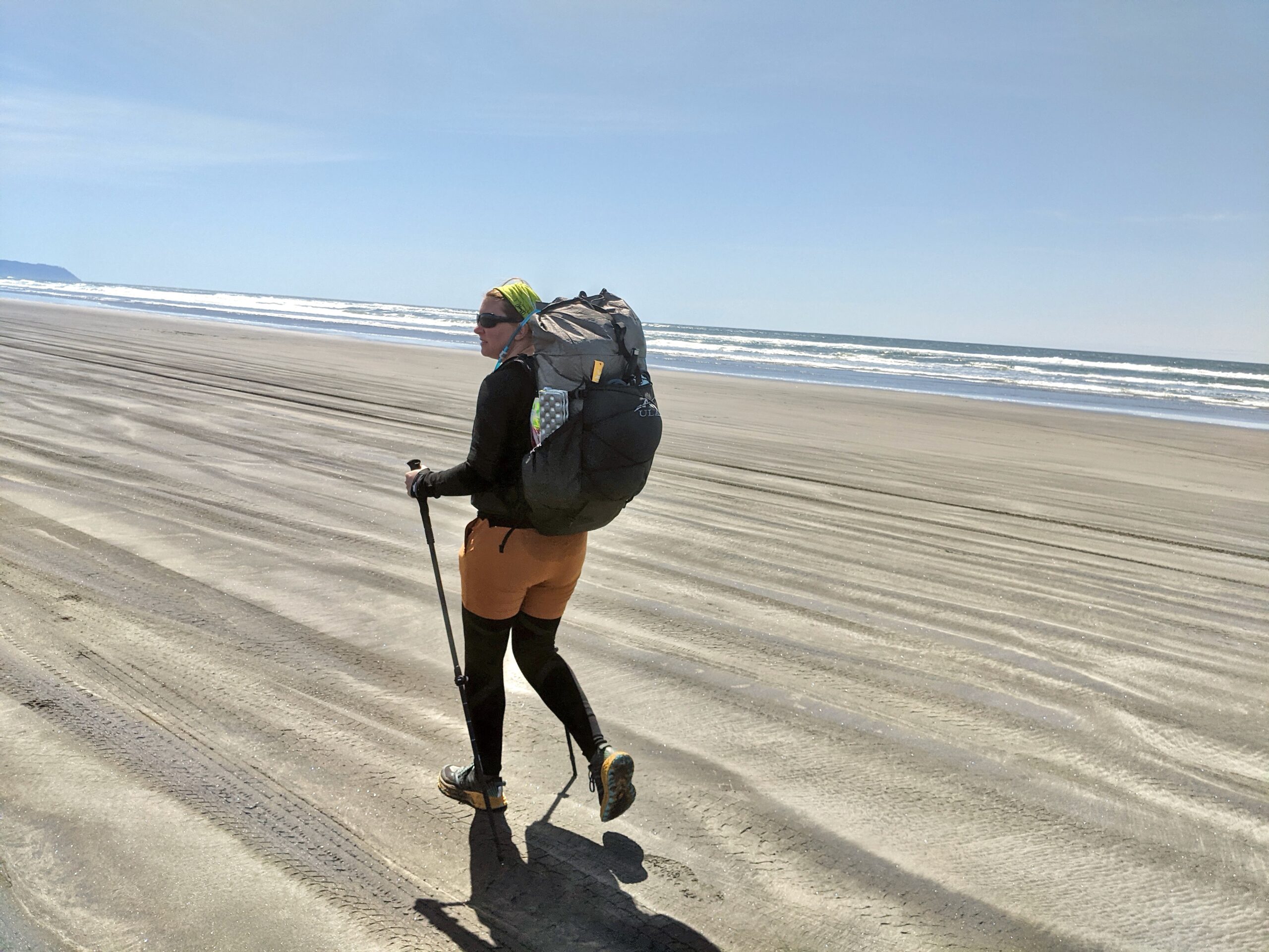 Tester with a fully loaded ultralight backpack